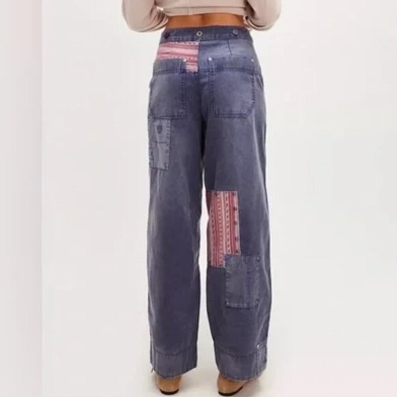 Free People La Vie Patched Pants NWOT Size 4 (Small) - Picture 3 of 12